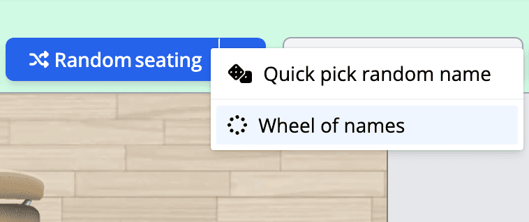 The Wheel of Names button in the Seating Chart Maker roster creator.