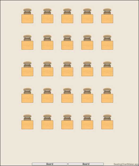 Seating chart template grid 25 seats